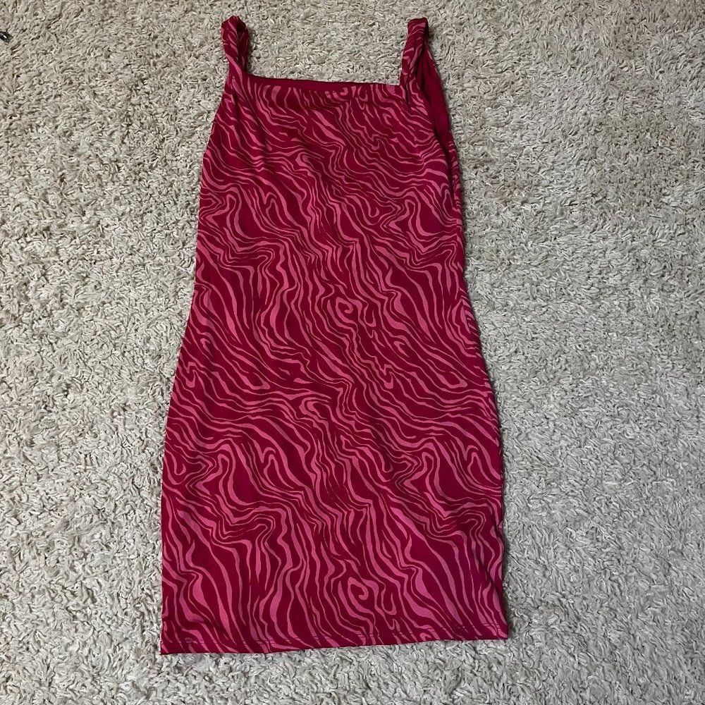 forever 21 pink swirly wavy groovy bodycon dress size large